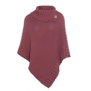 Knit Factory - Nicky Poncho Tricot&eacute; - Cape Femme - Poncho Femme - Poncho pour l&rsquo;Automne et l&rsquo;Hiver - Poncho en Laine et Acrylique - avec col &eacute;charpe - Stone Red - Taille Unique (Knit Factory, neuf)