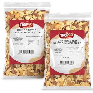 Tropgo Mélange de Noix Grillées Sans Sel 500g x2 – Noix Saines et Fraîches, Riches en Fibres & Protéines – Idéal en Snack – Amandes, Cajou, Noix du Brésil, Cacahuètes & Noisettes (Tropgo, neuf)