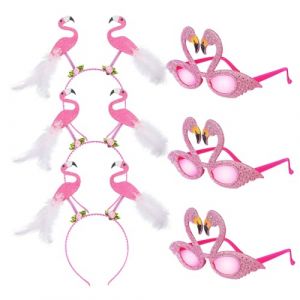 HONMEET Set de Accessoires de F&ecirc;te Flamant Rose Bandeaux et Lunettes Rigolos Plastique R&eacute;sistant pour Festival et Carnaval Couleur Al&eacute;atoire (ATriss, neuf)