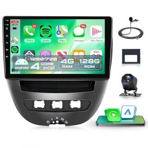 4G+128G sans Fil Carplay Android Autoradio pour Toyota Aygo Peugeot 107 Citroën C1 2004-2014 10.1 Pouces Incell Écran Autoradio Android Auto GPS Navi WiFi Bluetooth FM/RDS EQ/USB/SWC Caméra de Recul (Rimoody Direct, neuf)