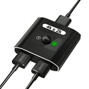4K HDMI Commutateur Splitter, Splitter HDMI 2.0 en Aluminium 1 entr&eacute;e 2 Sorties & 2 entr&eacute;es 1 Sortie, Commutateur HDM Bi-Directionnel 4K@60Hz 3D HD1080P pour Xbox PS4 Roku TV Fire Stick Blu Ray PC (Risheng Trade, neuf)