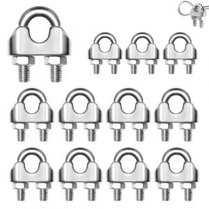 Bhina 20 Pi&egrave;ces Serre Cable Acier Inoxydable M6 Clip Boulons en U de C&acirc;ble Serre Cable Inox 304 U Boulon Clip de C&acirc;ble M&eacute;talliques Serre C&acirc;bles &Eacute;trie M6 pour C&acirc;ble M&eacute;tallique en Acier de 6 mm Corde (Yaelly, neuf)