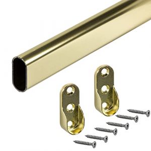 Gedotec Armoire penderie penderie vêtements laiton | Tringle pour placard 500 mm OVAL | Tube en métal vintage | Tube de meuble 30 x 15 mm | Incl. 2 fixations | 1 pièce (heimwerkertools, neuf)