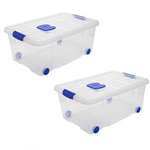 Acan Tradineur Lot de 2 boîtes de rangement en plastique pour jouets, livres, vêtements, couvertures - N° 3 - 25,7 x 58,5 x 39,5 cm - 36 litres (TRADINEUR, neuf)