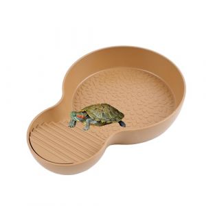 QINGYIWL Abreuvoir Tortue Terrestre, Baignoire pour Reptiles avec Rampe, Bol à Eau pour Petites Tortues, Lézard, Amphibien et Autres Petits Reptiles (26,5 × 18 × 4,2 cm) (qingyixiaoxiaodian, neuf)