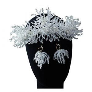 Cerceau de cheveux en cristal perl&eacute; &agrave; la main, accessoires de cheveux, couronne de mari&eacute;e, bandeau en strass (石家庄精程贸易商行, neuf)