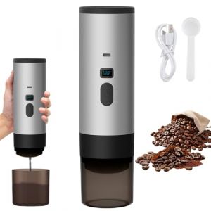 Carziyer 3 En 1 Machine &agrave; Caf&eacute; Portable 15 Bars - 72W Cafeti&egrave;re Expresso Capsule/Machine &agrave; Expresso &Eacute;lectrique USB &agrave; Chauffage Rapide | R&eacute;Servoir D'Eau 90ml | Pour Voyage/Bureau/Campin (Gris) (EagerMinds, neuf)