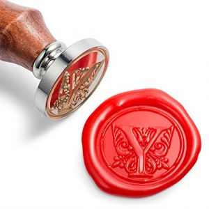 Mceal Tampon de cire - T&ecirc;te en laiton argent&eacute; avec poign&eacute;e en bois - S&eacute;rie A &agrave; Z - Lettre Y (Maochen International Limited, neuf)