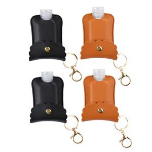 BELLIFFY 4ensembles Couvercle De Bouteille Réutilisable De Porte-clés Avec Flacon Vide Et Pu Pour Gel Noir Et Orange (Hunation, neuf)