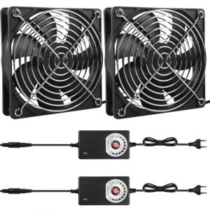 Lot de 2 ventilateurs de bo&icirc;tier 120 mm - 12 V - Avec contr&ocirc;le de vitesse - AC 220 V - Double roulement &agrave; billes - Silencieux - Pour PC, ordinateur portable, TV, radio, routeur, ch&acirc;ssis (ELENASI, neuf)