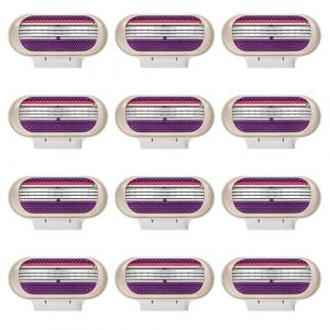 12 Pièces Recharges de Lames Pour Femme, Lames de Rasoir Femme, Lames Compatible Venus, Recharges Lames Violet, Recharges à 3 Lames en Acier Inoxydable, Rasage Doux et Précis (Violet) (lushanxianyafengshangmaoyouxiangongsi, neuf)