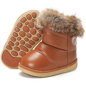 Gaatpot Bottines d'Hiver Enfant Bottes de Neige Chaude Fourrure Doubl&eacute; Botte Imperm&eacute;able Chaussure Boots Gar&ccedil;on Fille Marron 23EU/ 24CN (BilitongEU, neuf)