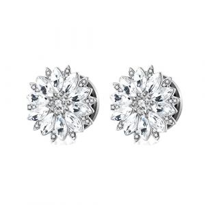 Stfery Ecarteur Oreilles Goutte, Ecarteur 16MM 5/8In Bijoux Acier Inoxydable Argent Tunnels Gauges Kit Femmes Fleur avec Cubic Zirconia 2 Pi&egrave;ces (STFERY, neuf)