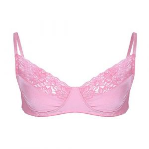 ranrann Soutien-Gorge Homme Sexy sous-v&ecirc;tement Dentelle Sissy Lingerie Respirante Bralette Gay Bra Debardeur Dos Nu Tank Top Maillot de Corps Underwear M-XXL Type B Rose XL (ranraneu, neuf)