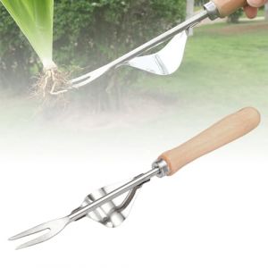FUXNGZI 2025 Jardini&egrave;re Manuelle, D&eacute;sherbeur Manuel Outil Gouge de D&eacute;sherbage en Acier Inoxydable avec poign&eacute;e Bois Pelle Jardinage Arrache Pissenlit (1PCS) (WOUS, neuf)