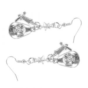 DEARMAMY 1 Paire Charmes Chapeaux Fedora Pour Hommes Chapeau De Fête Chapeaux Pour Hommes Chapeau De Paille Femmes Chapeau Noir Gland Chapeau De Robot Bijoux Chapeau Femmes Silver Alliage (Telinei, neuf)