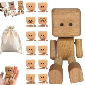NNBWLMAEE Homme en bois vacillant, figurine de voiture, fabriqu&eacute;e &agrave; la main, d&eacute;coration de tableau de bord, avec expressions faciales, charmante petite figurine en bois, oscillant avec 12 pressions de (ZHANGXIAOLONGMIAOQIANJIEDAOSHUIXIGUAN, neuf)