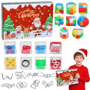 Calendrier de l'Avent Casse T&ecirc;te, 2025 Calendrier de l'Avent Casse Tete avec Bois et M&eacute;tal Jeux de puzzle 24 jours de Surprise pour Enfants adultes Calendrier de No&euml;l Cadeau Gar&ccedil;ons (OMEGA DESIGN ONLINE S.R.L., neuf)