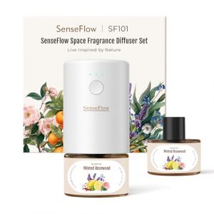 SenseFlow Diffuseur Huiles Essentielles Parfum Maison SF101 Pro, Ultrasonique Sans Eau, 100 % V&eacute;g&eacute;tal, Aromath&eacute;rapie 120 Jours, pour Maison, H&ocirc;tel, Studio, Jusqu&rsquo;&agrave; 100 ㎡ - Bois de Rose Menthol&eacute; (SenseFlow, neuf)