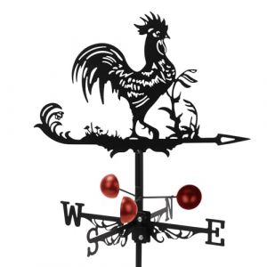 Qivine Girouette de Jardin Exterieur, Rétro Girouettes Coq en Métal avec Support et Indicateur Directionnel, Décoration Girouette de Toit pour Jardin, Toit, Cour, Ferme 33x58cm (Coq) (Gartwan, neuf)