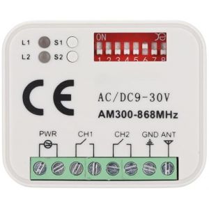 R&eacute;cepteur universel Flor-S, Flore, On, One, Inti compatible Nice 433,92 MHz. 2 canaux 433-868 MHz. Code Rolling/Fixed 12-24 VAC/DC (Aliranta AR, neuf)