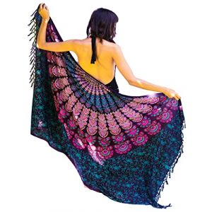 Mandala Life ART Cache Maillot De Bain Femme Avec Des Franges Voile Pareo Plage Mode Femmes Orientale Xxl Longue Robe Jupe Tapisserie Foulard Écharpe Rayone Hoome Sarong 180X110Cm (Boho Paradise UK, neuf)