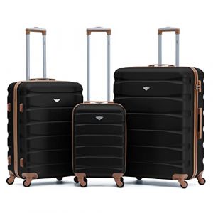 Flight Knight Lot De 3 Moyen Et Grand Valises Rigides Legeres en ABS A 4 Roues Cabine Bagage A Main pour Plus De 60 Compagnies Aeriennes -easyJet, Jet2 Et Taille Max Ryanair (Priority) 55x40x20cm (Prime Brands Group FR, neuf)
