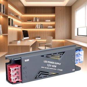 SUCIKORIO Transformateur 220V 12V 60W 5A, Alimentation LED Driver 12V 60W Ultra Fin LED Transfo Alimentation à Découpage Convertisseur De Tension AC à DC Transfo Pour Ruban LEDs Intérieur (Darmoo, neuf)