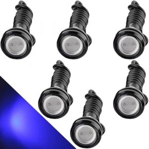 CTRICALVER haute puissance 18mm 9W Eagle Eye LED lumi&egrave;re, voiture moto DRL feux diurnes antibrouillard feu de recul feu de gabarit 12V &eacute;tanche (bleu， 6PCS) (CTRICALVER-FR, neuf)