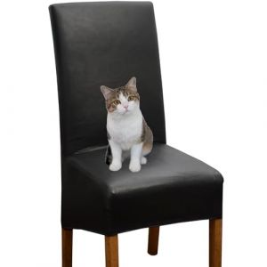 Zerci Housses de chaise en cuir synth&eacute;tique imperm&eacute;able de taille XL, housses de chaise &agrave; dossier haut (noir) (Happylife831101, neuf)