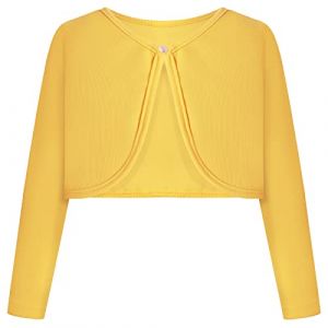 BONNY BILLY Gilet Fille Manches Longues Tricot Court Boléro Cardigan Enfant Fille 7-8 Ans Jaune (BONNY BILLY CLOTHING, neuf)