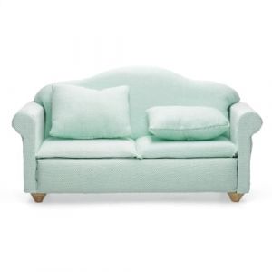 Odoria Maison de Poupée Canapé Miniature - 1/12 Échelle Canapé pour Deux Salon Chambre à Coucher Moderne - Mini Fauteuil Meuble Tissu Vert (Cardinas, neuf)