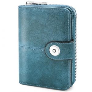 Portefeuille Femme Cuir Porte PU Petit Porte Monnaie Femmes RFID Blocage Porte Carte Femme avec 8 Fentes pour Cartes Portefeuilles avec Fermeture &eacute;clair Poche &agrave; Monnaie (Bleu Paon) (YERUUE, neuf)