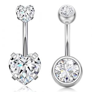LACHT 2Pcs Piercing Piercing Nombril Barres, Piercing Ventre Anneaux Inverse Nombril Barbell Long Ventre Barres Piercing Nombril Anneau Pour Femme. (candy27seven, neuf)