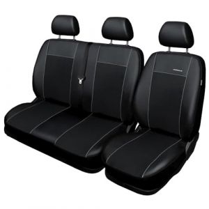 Mossa Housses de si&egrave;ge sur Mesure adapt&eacute;es pour Volkswagen Transporter T6 Van (2015-2019) Seulement Les si&egrave;ges Avant - 1+2 - Housse Siege Voiture - Couverture Siege Noir (eMOSSA, neuf)