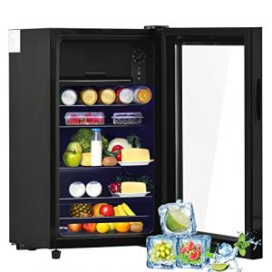 Mini Frigo avec Cong&eacute;lateur de 76L, Petit R&eacute;frig&eacute;rateur Cong&eacute;lateur-51 Canettes de limonade, eau, bi&egrave;re ou vin. Fonctionnement &agrave; faible bruit, R&eacute;frig&eacute;rateur &agrave; Boissons Compact et Autoportant, Plateau (GUANYI-USA, neuf)