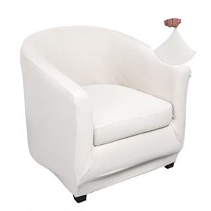 Jaotto Housse de Fauteuil Cabriolet 1 Place, Housse de Fauteuil Crapaud Extensible Chesterfield, Housse Fauteuil Salon Club il Lavable, Couverture de Fauteuil Facile à Installer(Blanche,2 Pièces) (Jaotto, neuf)