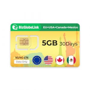 EIOTCLUB Carte SIM Prépayée, Carte SIM Internationale Utilisable dans USA, Canada et Mexique, Données Uniquement, Haut débit 5G/4G LTE, Rechargeable, Parfait pour téléphones, routeurs et tablettes (EIOTCLUB, neuf)