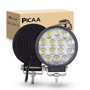 PICAA Phare de Travail LED 2PCS 4.1 Pouces 42W Rond Phare Travail Projecteur LED D'inondation LED Moto Feux de Travail Lampe 12V 24V hors route pour Voiture 4x4 Truck ATV SUV Camion Tracteur (BEISHUO-UK, neuf)