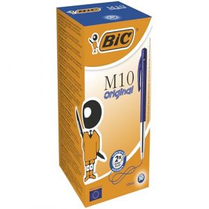 BIC M10 Original Stylos-Bille Rétractables Pointe Moyenne (1,0 mm) - Bleu, Boîte de 50 (Ponera, neuf)