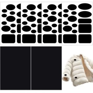 ZORVUJI Lot de 6 rustines autocollantes en nylon pour doudoune, kit de r&eacute;paration pour vestes, tentes, sacs de couchage, imperm&eacute;ables et robustes, sans couture (MiaoWL, neuf)