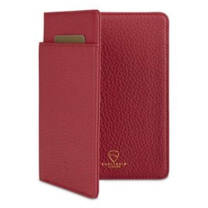Vaultskin Housse Passeport en Cuir &ndash; Porte-Passeport RFID avec Compartiments Cartes et Organiseur de Voyage, &Eacute;tui Passeport Fin et &Eacute;l&eacute;gant pour D&eacute;placements (Rouge Mat, Kensington) (Vaultskin, neuf)