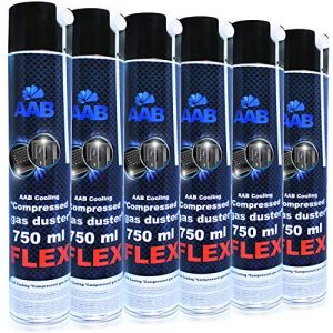 AABCOOLING Compressed Gas Duster Flex 750ml - 6 Pièces - Bombe Depoussierante avec Un Tube Flexible, Bombe d'air Sec, Bouteille Air Comprimé pour Informatique Matériel, Aérosol Dépoussiérant PC (AAB Seller FR, neuf)