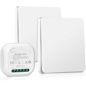 Interrupteur Sans Fil Sans Pile, Interrupteur va et Vient Sans Fil 230v, Kit Interrupteur Sans Fil Étanche, Aucun Câblage Requis, Télécommande Jusqu'à 50-200 m (EDGARS SALMINS, neuf)