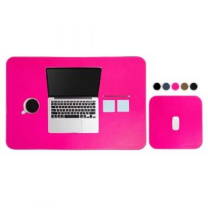 Lot de Tapis de Bureau en Cuir véritable, 2 pièces : Tapis de Bureau XXL et Tapis de Souris, Tapis de Souris XXL, sous Main Bureau, Clavier et Souris, PC. Fabriqué en Italie (Rose) (LUX BRAND, neuf)