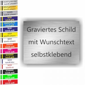 KIWISTAR UG - plaque boite aux lettres personnalisable 60x25 mm argent-noir brossé - personnalisée avec gravure - Plaque de sonnette en PVC - usage extérieur - résistante aux UV et aux intempéries (Kiwistar, neuf)