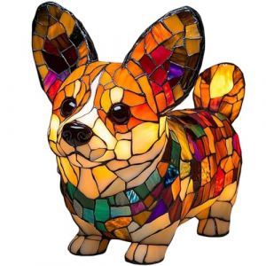 Lampe Corgi et Lampe Carlin,Veilleuse Art Série Chien en Résine, Veilleuse de Table Teintée Bouledogue Français,Table à Led Colorée Sur le Thème des Chiens,Cadeau Amusant Pour Amoureux Des Chiens (O) (XIANGBEI, neuf)
