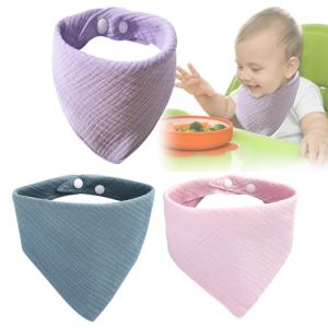 DHWEKU 3 pièces Bavoirs Bébé Naissance Bebe Nouveau Né Bandana Coton Doux Absorbant Respirent les nourrissons Unisex Garçons Filles (DHXMYGS, neuf)