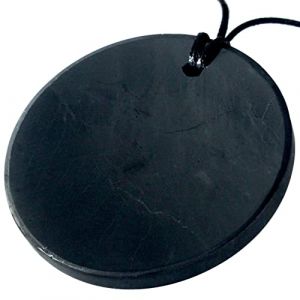 Heka Naturals Collier Pendentif en Cristaux de Shungite | Bijoux Spirituel Collier Chakra, Pierre Naturelle - Bijoux Tendance, Cristal de Roche, Pendentif Noir (Grand Cercle) (Heka Naturals, neuf)