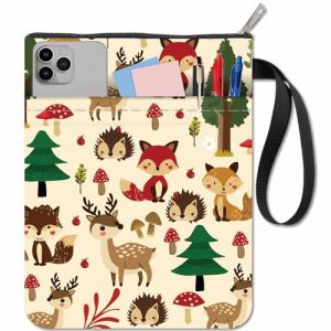 craspire Couvertures de Livres Forestières avec Fermeture Éclair et Pochette Supplémentaire Cerf Renard Hérisson Animal Rectangulaire Tissu Lavable Pochette de Protection pour Livres de Poche Cahier (CRASPIRE FR, neuf)